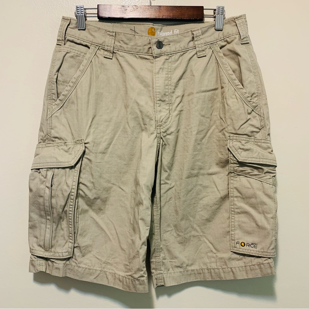 Carhartt Men's Tan Relaxed Fit Cargo Shorts pockets size 32